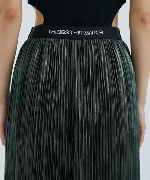 スカート FOIL SATIN PLEATS NARROW SKIRT THINGS THAT MATTER/(シングス ザット マター)】FOIL SATIN