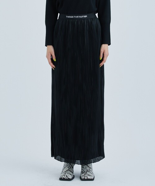 THINGS THAT MATTER（シングス ザット マター）の「【THINGS THAT MATTER/(シングス ザット マター)】FOIL SATIN PLEATS NARROW SKIRT/サテンプリーツナロースカート（スカート・レディース・ブラック/グリーン・1/2）」の15枚目の写真