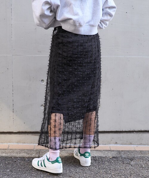 FREAK'S STORE(フリークスストア)の「リボン チュールスカート(スカート・レディース・ブラック/オフホワイト・フリ-)」の8枚目の写真