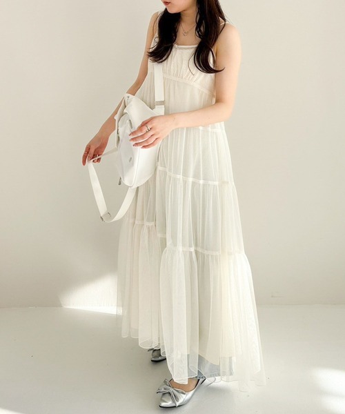 Heather（ヘザー）の「チュールレイヤードキャミワンピース　109064（ワンピース・レディース・オフホワイト/グレー/ブラック/ブラック系その他・FREE）」の8枚目の写真