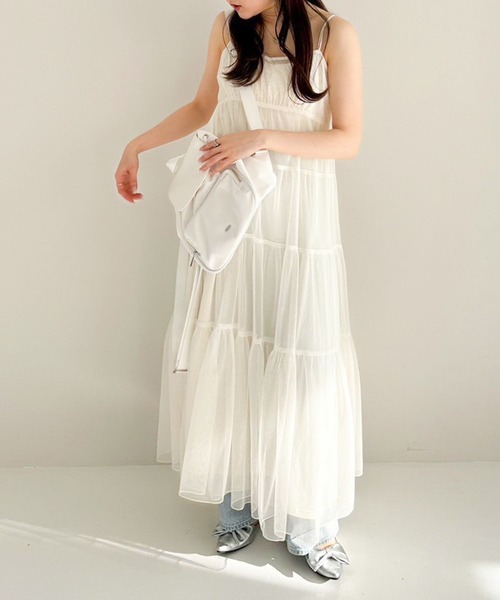 Heather（ヘザー）の「チュールレイヤードキャミワンピース　109064（ワンピース・レディース・オフホワイト/グレー/ブラック/ブラック系その他・FREE）」の14枚目の写真