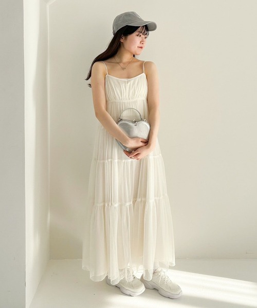 Heather（ヘザー）の「チュールレイヤードキャミワンピース　109064（ワンピース・レディース・オフホワイト/グレー/ブラック/ブラック系その他・FREE）」の16枚目の写真