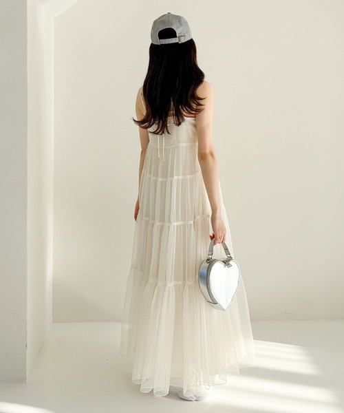 Heather（ヘザー）の「チュールレイヤードキャミワンピース　109064（ワンピース・レディース・オフホワイト/グレー/ブラック/ブラック系その他・FREE）」の18枚目の写真