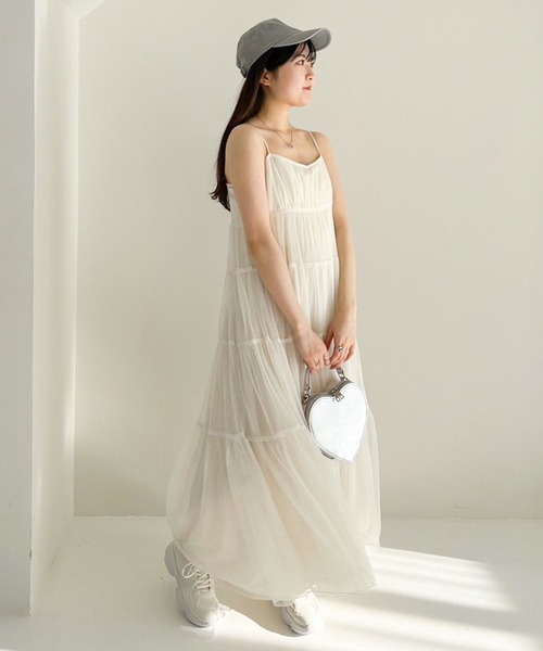 Heather（ヘザー）の「チュールレイヤードキャミワンピース　109064（ワンピース・レディース・オフホワイト/グレー/ブラック/ブラック系その他・FREE）」の22枚目の写真