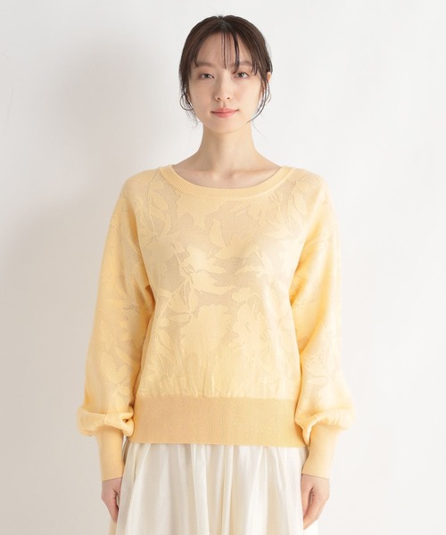 Andemiu(アンデミュウ)の「フラワーシシュウニット107831(ニット/セーター・レディース・ライトイエロー/ホワイト系その他/ネイビー・FREE)」の6枚目の写真