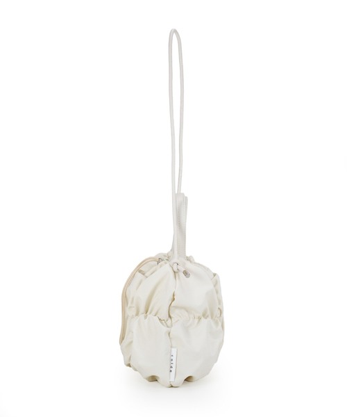 COLDE （コルデ）の「ギャザーナイロン2WAY巾着ミニトートバッグ（トートバッグ・レディース・サックスブルー/ブラック/アイボリー・FREE）」の6枚目の写真