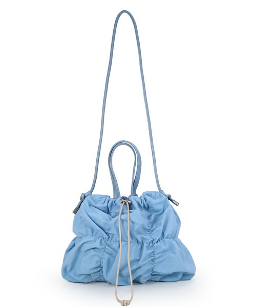 COLDE （コルデ）の「ギャザーナイロン2WAY巾着ミニトートバッグ（トートバッグ・レディース・サックスブルー/ブラック/アイボリー・FREE）」の12枚目の写真