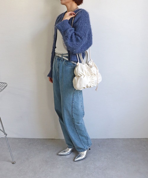 COLDE （コルデ）の「ギャザーナイロン2WAY巾着ミニトートバッグ（トートバッグ・レディース・サックスブルー/ブラック/アイボリー・FREE）」の20枚目の写真