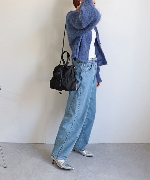 COLDE （コルデ）の「ギャザーナイロン2WAY巾着ミニトートバッグ（トートバッグ・レディース・サックスブルー/ブラック/アイボリー・FREE）」の16枚目の写真