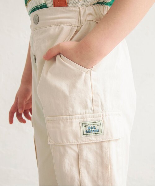 apres les cours(アプレレクール)の「USAコットン サスペンダー付きカーゴパンツ(サロペット/オーバーオール・キッズ・インディゴブルー/アイボリー・90/100/110/120)」の10枚目の写真