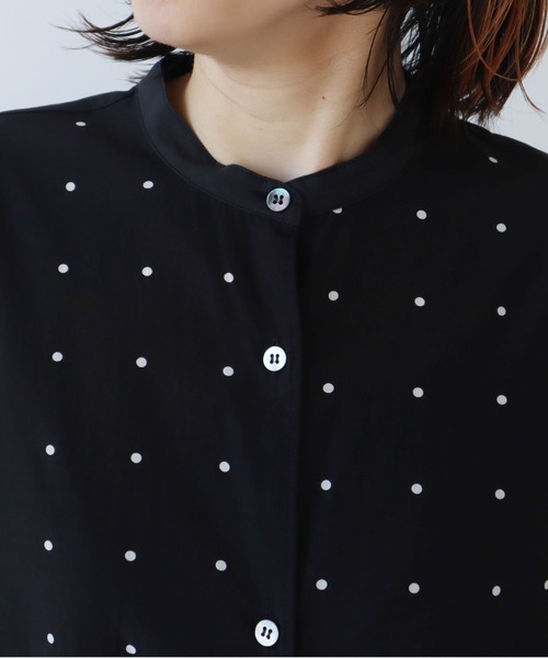 yuni（ユニ ）の「コットンキュプラ ドットププリントシャツワンピース