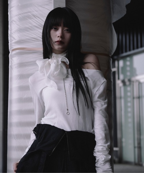 Ezick(エジック)の「Smooth fit ワンショルシアートップス(Tシャツ/カットソー・レディース・グレー/ブルー/ブラック/ホワイト・FREE)」の10枚目の写真