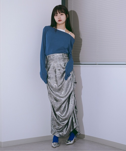 Ezick(エジック)の「Smooth fit ワンショルシアートップス(Tシャツ/カットソー・レディース・グレー/ブルー/ブラック/ホワイト・FREE)」の11枚目の写真