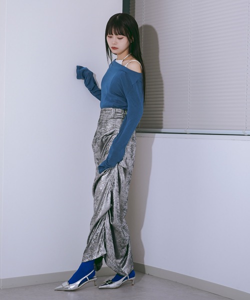 Ezick(エジック)の「Smooth fit ワンショルシアートップス(Tシャツ/カットソー・レディース・グレー/ブルー/ブラック/ホワイト・FREE)」の12枚目の写真