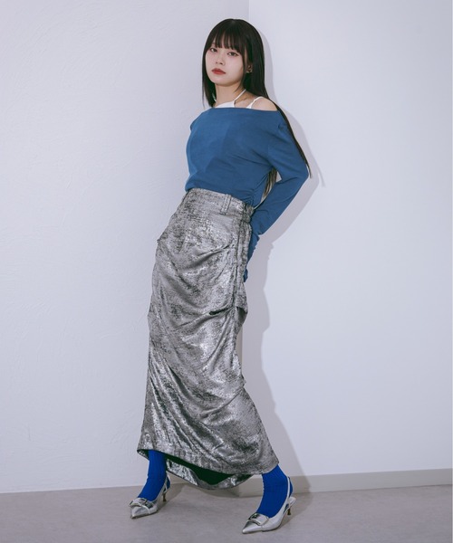 Ezick(エジック)の「Smooth fit ワンショルシアートップス(Tシャツ/カットソー・レディース・グレー/ブルー/ブラック/ホワイト・FREE)」の14枚目の写真