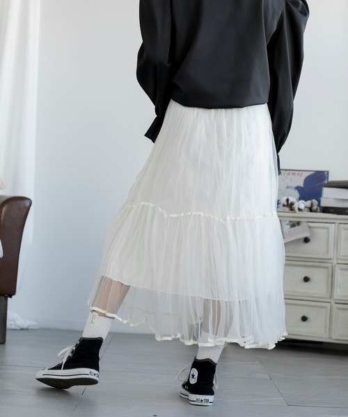 aimoha(アイモハ)の「AラインチュールSK(スカート・レディース・ベージュ/ピンク/ブラック・FREE)」の12枚目の写真