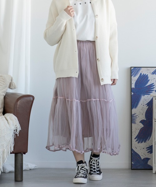 aimoha(アイモハ)の「AラインチュールSK(スカート・レディース・ベージュ/ピンク/ブラック・FREE)」の16枚目の写真