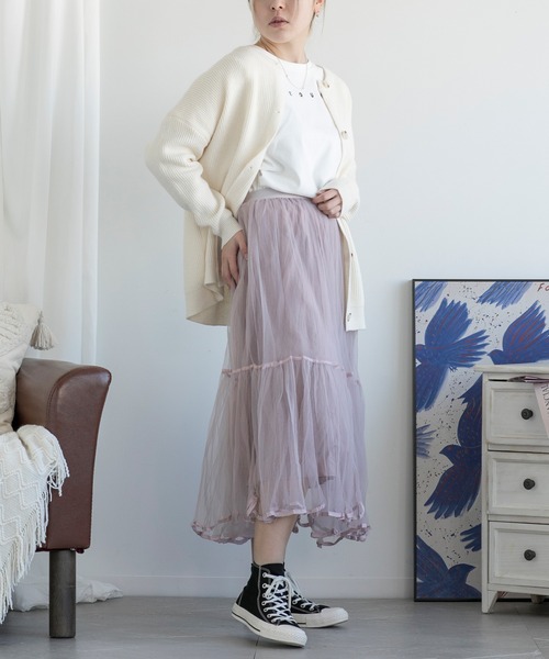 aimoha(アイモハ)の「AラインチュールSK(スカート・レディース・ベージュ/ピンク/ブラック・FREE)」の18枚目の写真