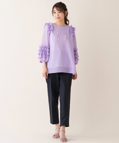 Rose Tiara（ローズティアラ）の「ソフトオーガンジーフリルブラウス（シャツ/ブラウス・レディース・パープル/ネイビー/オフホワイト・42/38/46）」の7枚目の写真