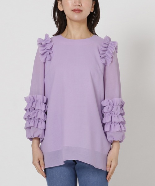 Rose Tiara（ローズティアラ）の「ソフトオーガンジーフリルブラウス（シャツ/ブラウス・レディース・パープル/ネイビー/オフホワイト・42/38/46）」の17枚目の写真
