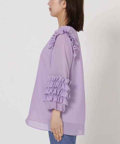 Rose Tiara（ローズティアラ）の「ソフトオーガンジーフリルブラウス（シャツ/ブラウス・レディース・パープル/ネイビー/オフホワイト・42/38/46）」の18枚目の写真