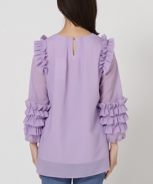 Rose Tiara（ローズティアラ）の「ソフトオーガンジーフリルブラウス（シャツ/ブラウス・レディース・パープル/ネイビー/オフホワイト・42/38/46）」の19枚目の写真