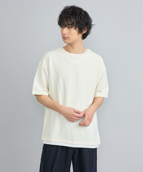 coen(コーエン)の「リップルフェイクレイヤードヘンリーネックTシャツ(Tシャツ/カットソー・メンズ・ブラック/オフホワイト/ロイヤルブルー・S/M/L/XL)」の11枚目の写真