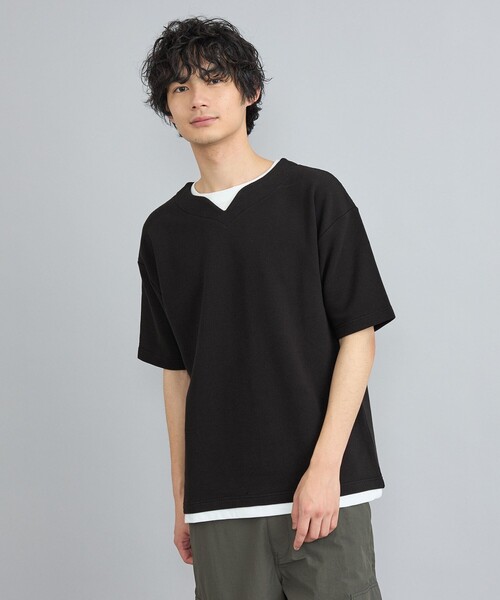 coen(コーエン)の「リップルフェイクレイヤードヘンリーネックTシャツ(Tシャツ/カットソー・メンズ・ブラック/オフホワイト/ロイヤルブルー・S/M/L/XL)」の8枚目の写真