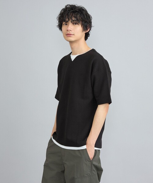 coen(コーエン)の「リップルフェイクレイヤードヘンリーネックTシャツ(Tシャツ/カットソー・メンズ・ブラック/オフホワイト/ロイヤルブルー・S/M/L/XL)」の6枚目の写真