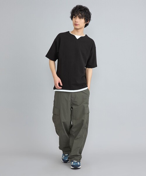 coen(コーエン)の「リップルフェイクレイヤードヘンリーネックTシャツ(Tシャツ/カットソー・メンズ・ブラック/オフホワイト/ロイヤルブルー・S/M/L/XL)」の5枚目の写真