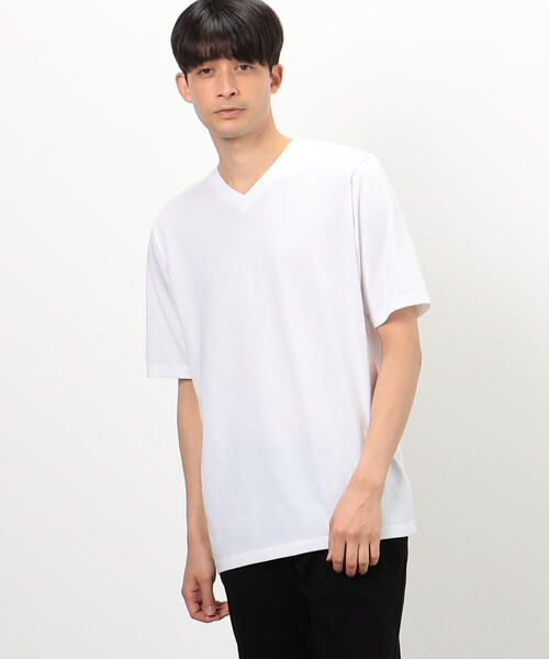 COMME CA ISM(コムサイズム)の「【接触冷感機能】 Feel-Cool VネックTシャツ(Tシャツ/カットソー・メンズ・ホワイト/ブラック・X-LARGE/LARGE/MEDIUM/SMALL)」の2枚目の写真