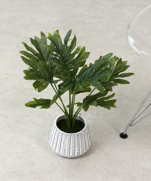 【セール】フェイクグリーン ポット コウモリラン モンステラ フィロデンドロン（フラワーベース）｜emesuelee（エメスーリー）