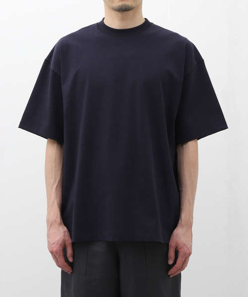 EDIFICE（エディフィス）の「【ATON / エイトン】FRESCA PLATE OVERSIZED T-SHIRT（Tシャツ/カットソー・メンズ・ネイビー/ホワイト・6/4/2）」の2枚目の写真