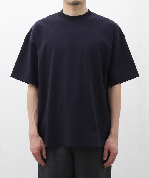 EDIFICE（エディフィス）の「【ATON / エイトン】FRESCA PLATE OVERSIZED T-SHIRT（Tシャツ/カットソー・メンズ・ネイビー/ホワイト・6/4/2）」の4枚目の写真