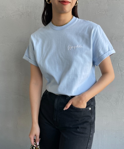 GYMPHLEX（ジムフレックス）の「[GYMPHLEX/ジムフレックス] コットンジャージー ワンポイントロゴ刺繍Ｔシャツ（Tシャツ/カットソー・レディース・ホワイト/ネイビー/ベージュ/サックスブルー/ブラック/チャコールグレー・M/L/14）」の6枚目の写真