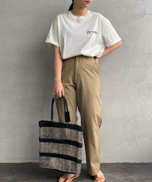 GYMPHLEX（ジムフレックス）の「[GYMPHLEX/ジムフレックス] コットンジャージー ワンポイントロゴ刺繍Ｔシャツ（Tシャツ/カットソー・レディース・ホワイト/ネイビー/ベージュ/サックスブルー/ブラック/チャコールグレー・M/L/14）」の8枚目の写真