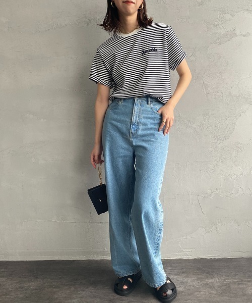 GYMPHLEX（ジムフレックス）の「[GYMPHLEX/ジムフレックス] コットンジャージー ワンポイントロゴ刺繍Ｔシャツ（Tシャツ/カットソー・レディース・ホワイト/ネイビー/ベージュ/サックスブルー/ブラック/チャコールグレー・M/L/14）」の18枚目の写真