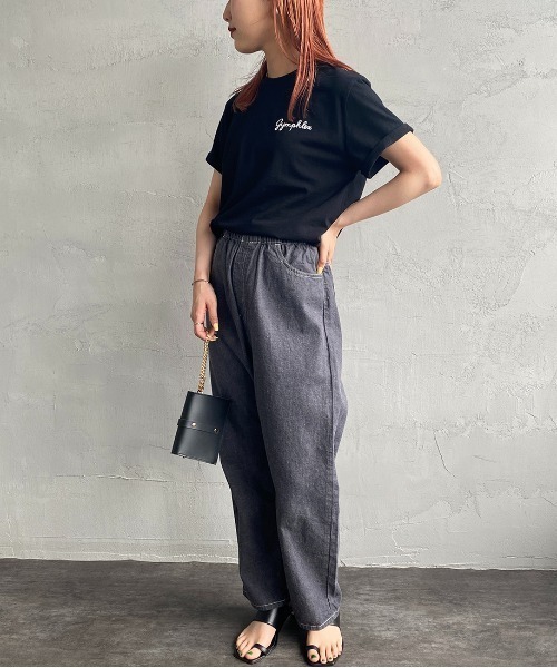 GYMPHLEX（ジムフレックス）の「[GYMPHLEX/ジムフレックス] コットンジャージー ワンポイントロゴ刺繍Ｔシャツ（Tシャツ/カットソー・レディース・ホワイト/ネイビー/ベージュ/サックスブルー/ブラック/チャコールグレー・M/L/14）」の11枚目の写真