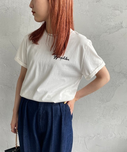 GYMPHLEX（ジムフレックス）の「[GYMPHLEX/ジムフレックス] コットンジャージー ワンポイントロゴ刺繍Ｔシャツ（Tシャツ/カットソー・レディース・ホワイト/ネイビー/ベージュ/サックスブルー/ブラック/チャコールグレー・M/L/14）」の22枚目の写真