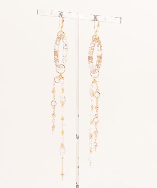 tone（トーン）の「【Astyle】マーブルゴールドパールロングステンレスピアス(MA)（ピアス（両耳用）・レディース・ゴールド・FREE）」の6枚目の写真