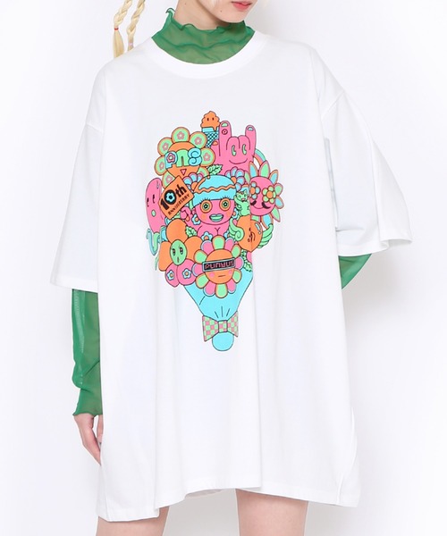 PUNYUS（プニュズ）の「10th anniversaryブーケビッグＴシャツ（Tシャツ/カットソー・レディース・スミクロ/ホワイト・3/4）」の20枚目の写真