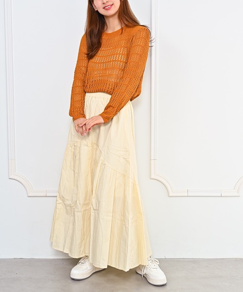 Alite cloth(アリーテクロス)の「メッシュクルーネックニット(ニット/セーター・レディース・ホワイト/ブラウン/ブラック・FREE)」の6枚目の写真