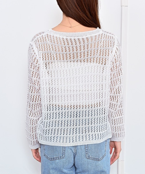 Alite cloth(アリーテクロス)の「メッシュクルーネックニット(ニット/セーター・レディース・ホワイト/ブラウン/ブラック・FREE)」の9枚目の写真