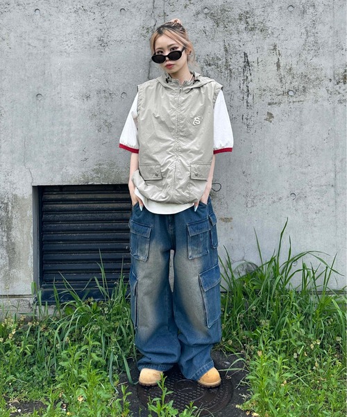 sedacle(セダクル)の「ナイロンフーディーベスト(ベスト・メンズ・ライトグレー/ブルーグレー・SMALL/MEDIUM/LARGE)」の7枚目の写真
