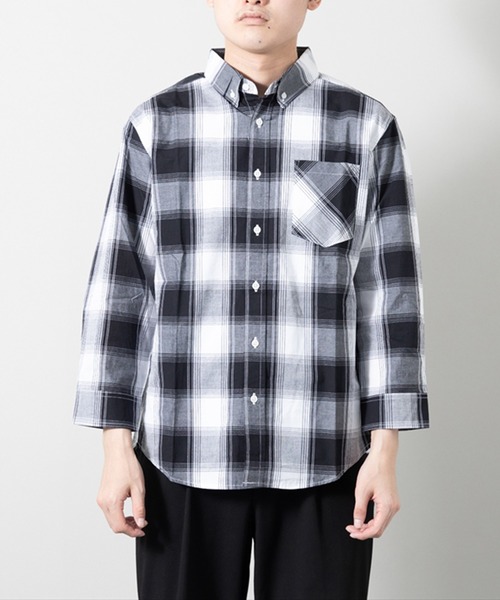 STYLEBLOCK（スタイルブロック）の「平織チェック柄7分袖BDシャツ（シャツ/ブラウス・メンズ・A/B/C・M/L/LL）」の3枚目の写真