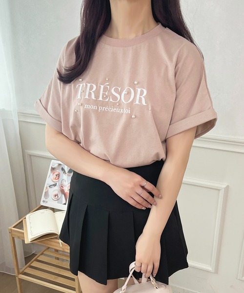 apres jour(アプレジュール)の「パールロゴTシャツ【ZOZOTOWN限定アイテム】(Tシャツ/カットソー・レディース・ピンク/オフホワイト/ブラック・X-LARGE/フリー)」の16枚目の写真