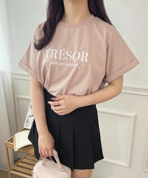 apres jour(アプレジュール)の「パールロゴTシャツ【ZOZOTOWN限定アイテム】(Tシャツ/カットソー・レディース・ピンク/オフホワイト/ブラック・X-LARGE/フリー)」の15枚目の写真