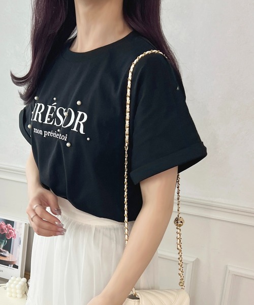 apres jour(アプレジュール)の「パールロゴTシャツ【ZOZOTOWN限定アイテム】(Tシャツ/カットソー・レディース・ピンク/オフホワイト/ブラック・X-LARGE/フリー)」の22枚目の写真