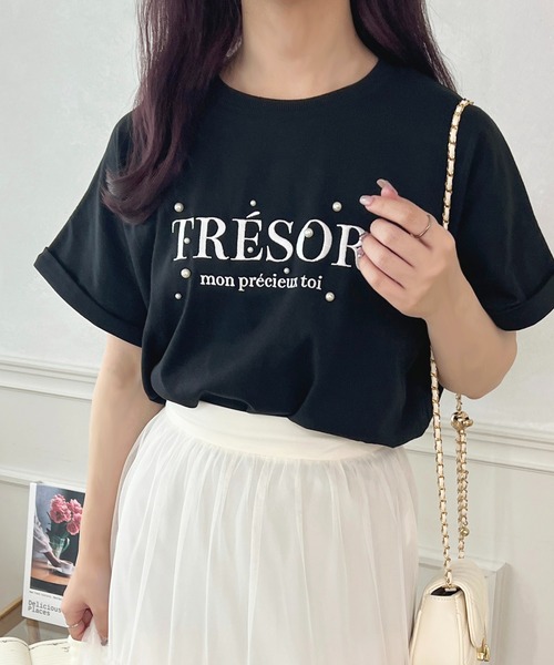 apres jour(アプレジュール)の「パールロゴTシャツ【ZOZOTOWN限定アイテム】(Tシャツ/カットソー・レディース・ピンク/オフホワイト/ブラック・X-LARGE/フリー)」の21枚目の写真