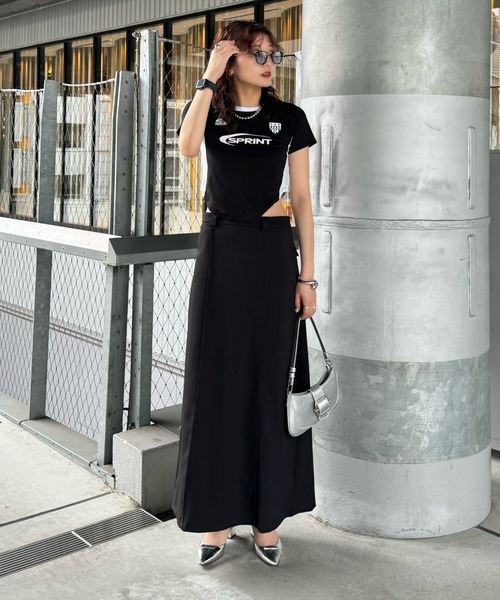 LVEU.(ラブユ.)の「【LVEU.】ユニフォームデザインクロップドTシャツ / トップス カットソー Tシャツ クロップド ショート コンパクト プリント ユニフォーム ブラック(Tシャツ/カットソー・レディース・ブラック・FREE)」の5枚目の写真